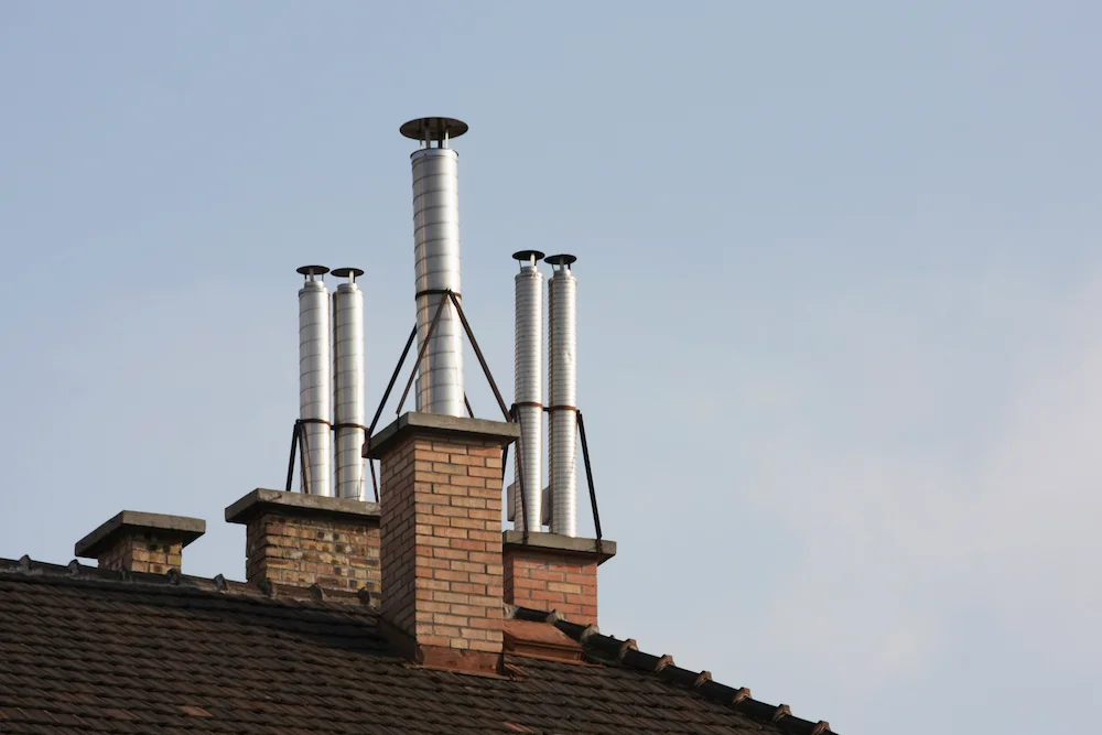 low-angle-view-chimney-roof-against-clear-sky
